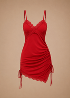 Scarlett Ruched Satin Chemise Red