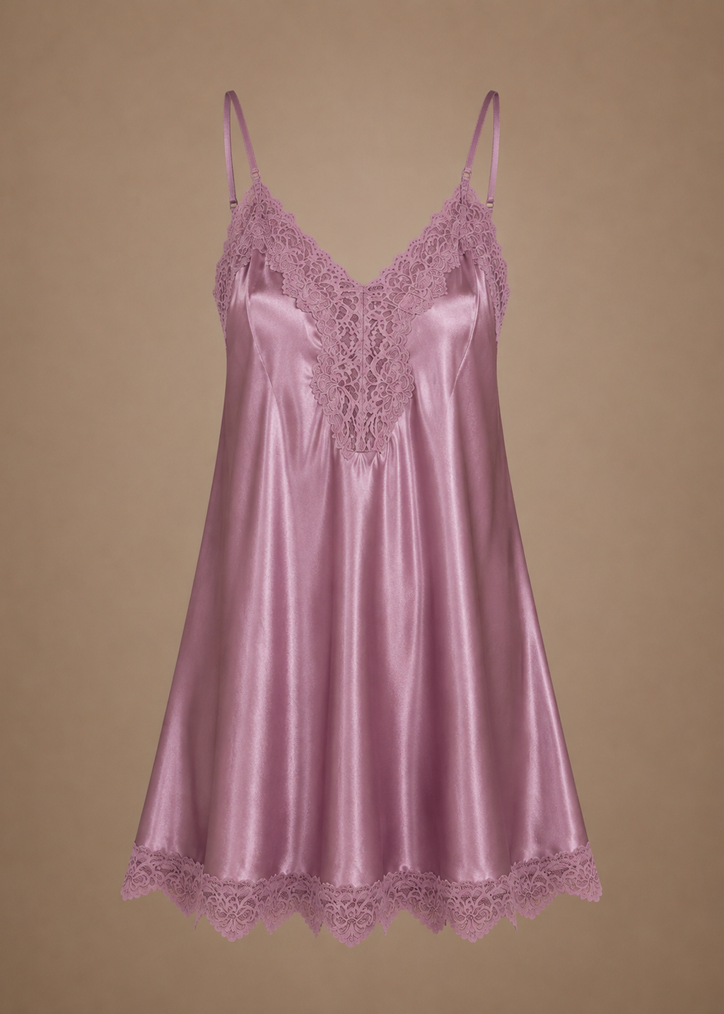 Delphine Lace-Trim Chemise Mauve