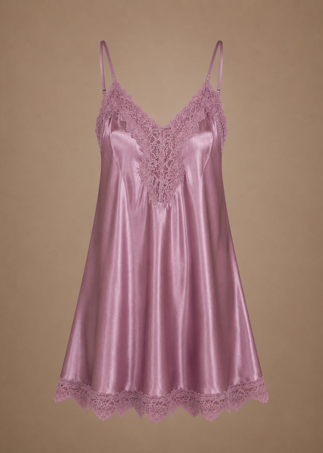 Delphine Lace-Trim Chemise Mauve