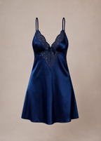 Beatrice Satin Slip Chemise Navy