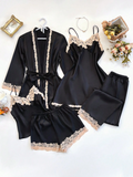 Seraphina 4-Piece Satin Set Black