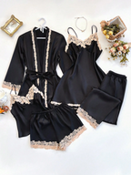 Seraphina 4-Piece Satin Set Black