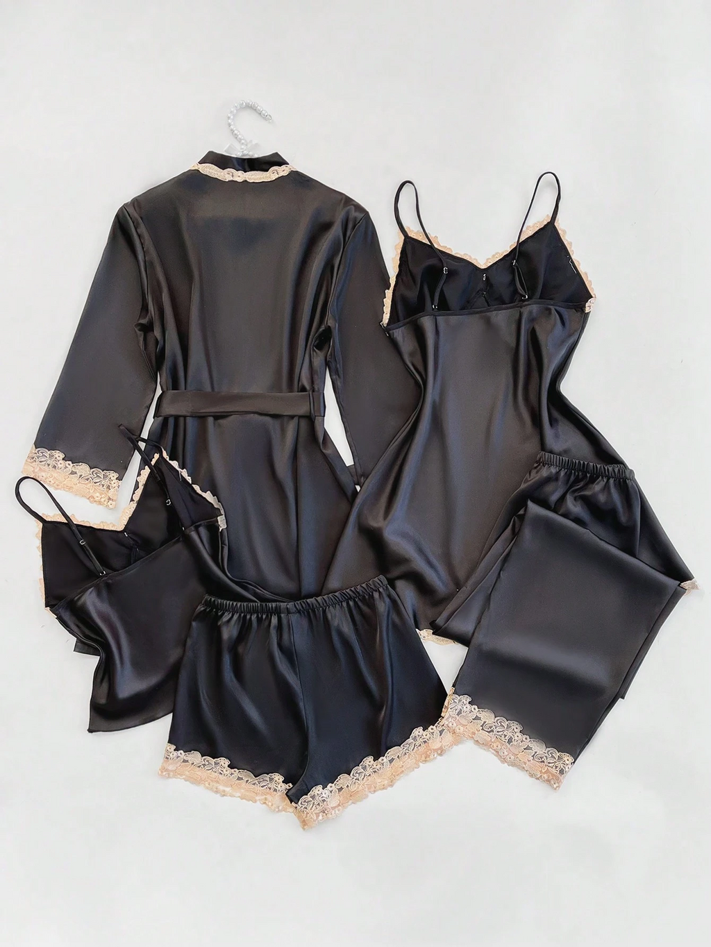 Seraphina 4-Piece Satin Set Black