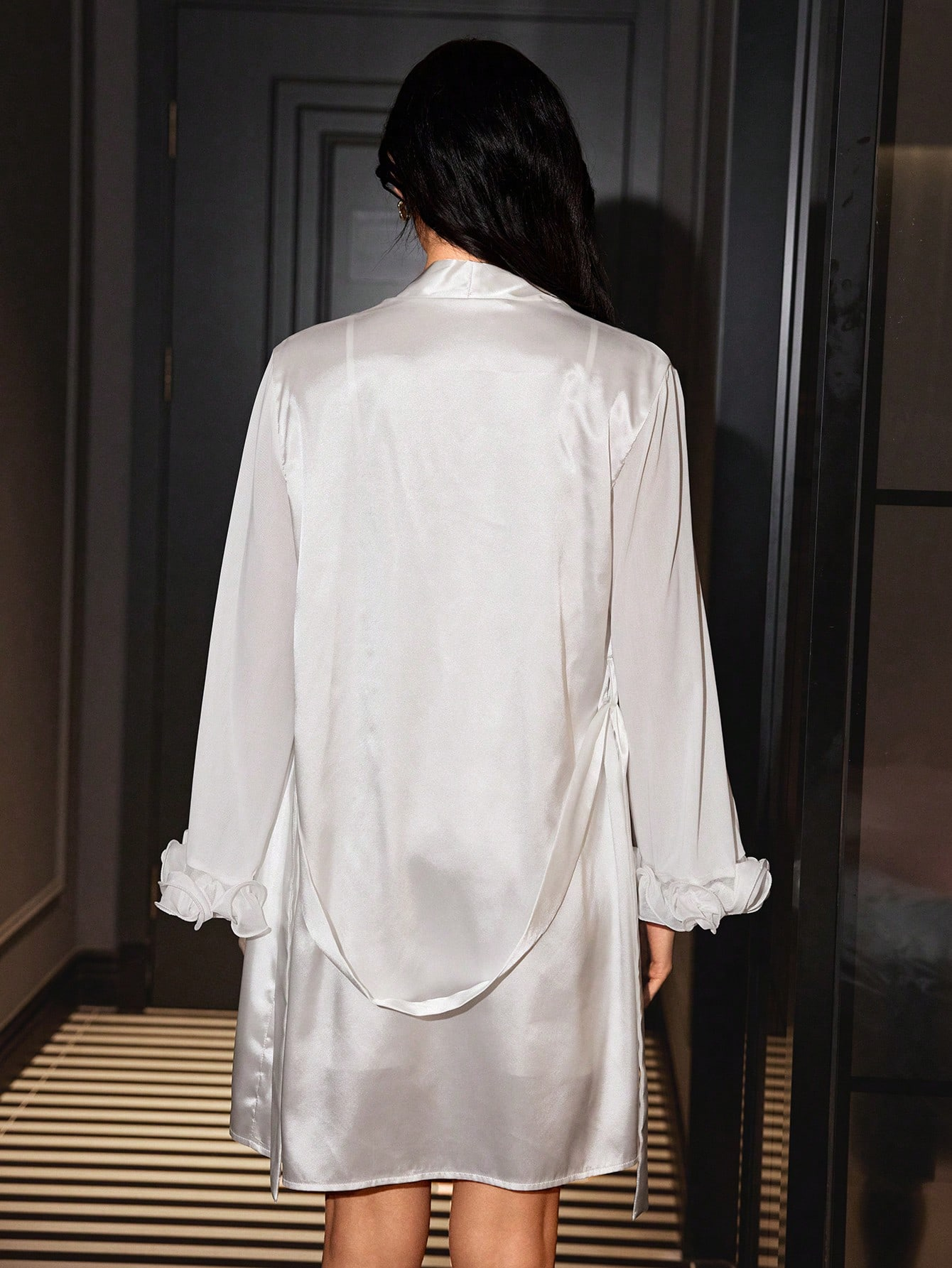 Colette Satin Chemise & Robe Set Ivory