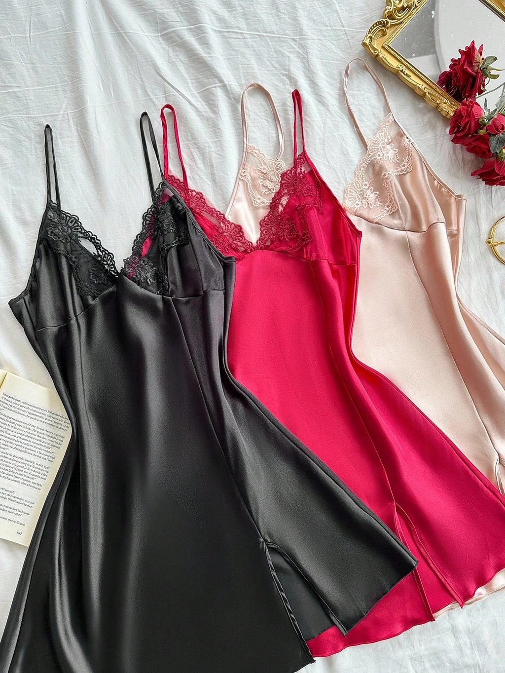 Océane Satin Slip Chemise Set