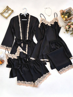 Seraphina 4-Piece Satin Set Black